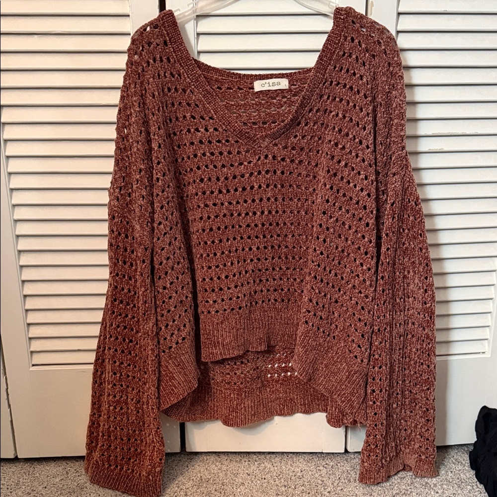 V-Neck Sweater in Rich Brown
